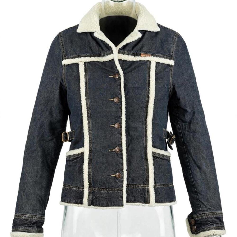 Vintage Y2K Billabong Denim Sherpa Jacket Womens Small